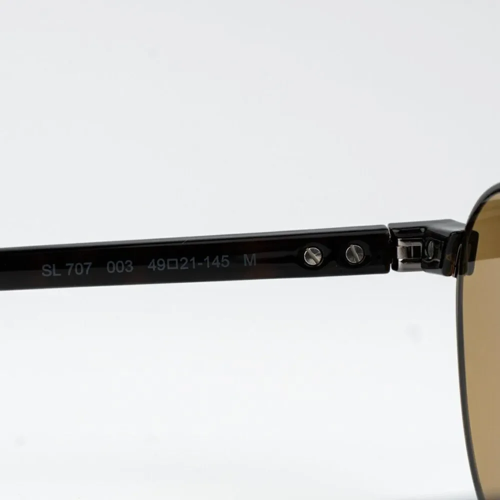 NEW Saint Laurent SL707 003 Ruthenium Grey Havana Nicotine Oval Unisex Sunglasse